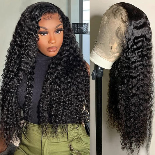 8-26inch full lace wig deep wave 130% density- 180% density Virgin Human Hair Natural Color