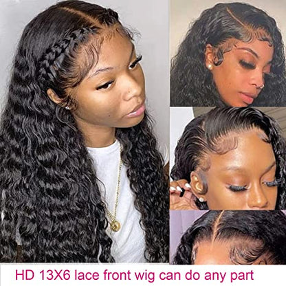 130% density Virgin Human Hair Water  Wave Full Lace Wig Natural Color