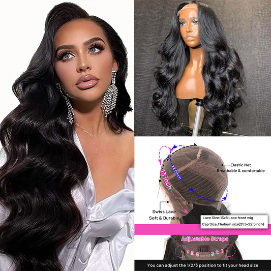 10"-30" body wave 13x6 Lace Frontal Wigs 150% -250% Density Virgin Human Hair Natural Color