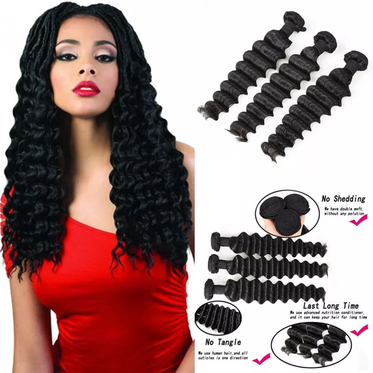 3 Bundles Deep Wave Hair 100% Unprocessed Virgin Remy Human Hair Natural Color Brazilian Peruvian Cambodian  Hair