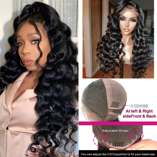 Loose wave  8-26 Inches Full  Lace wig 130%-180%  density Virgin Human Hair Natural Color