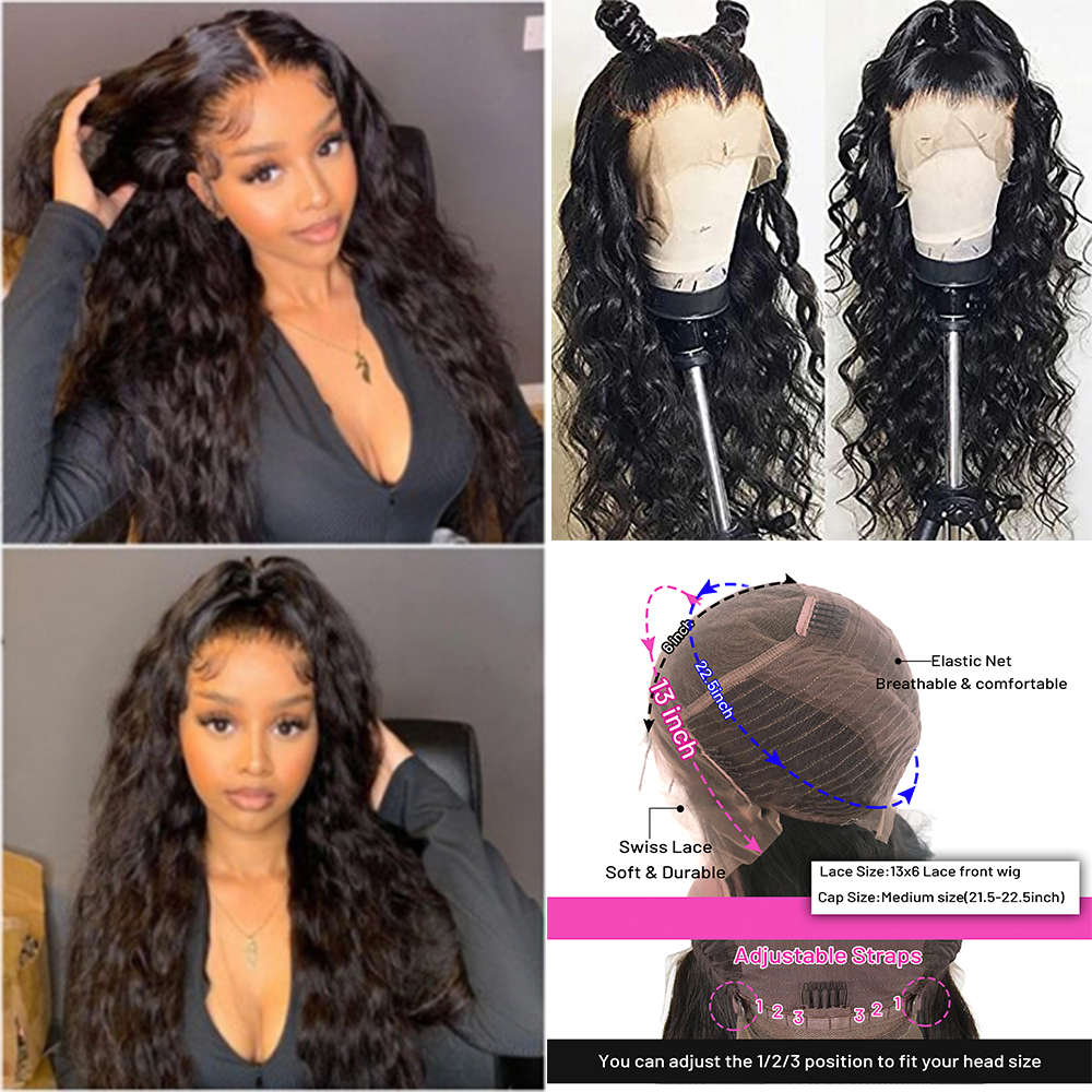 10"-30" Natural wave 13x6 Lace Front Wigs 150%-250% Density Virgin Human Hair Natural Color