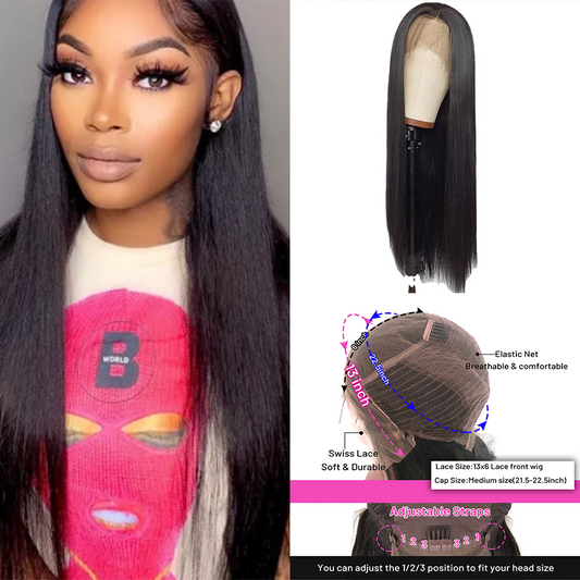 10"-30" straight 13x6 Lace Front Wigs 150%-250% Density Virgin Human Hair Natural Color