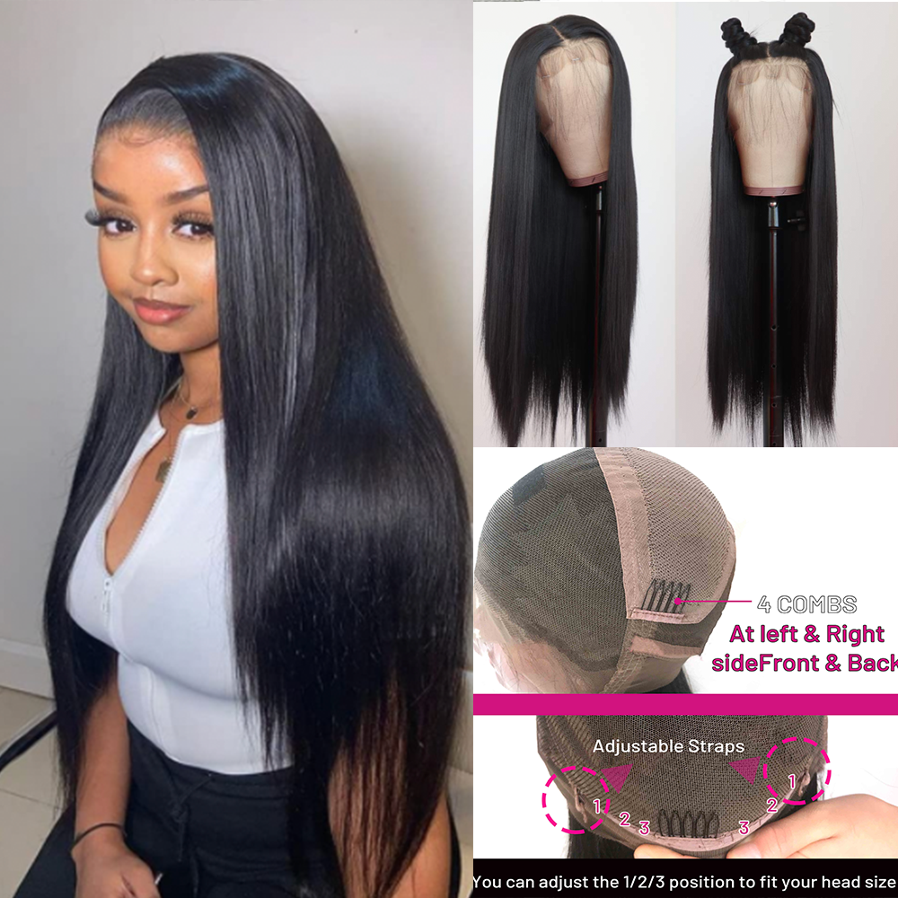 130% -180% density 8-26 Inches Full Lace wig Straight Virgin Human Hair Natural Color